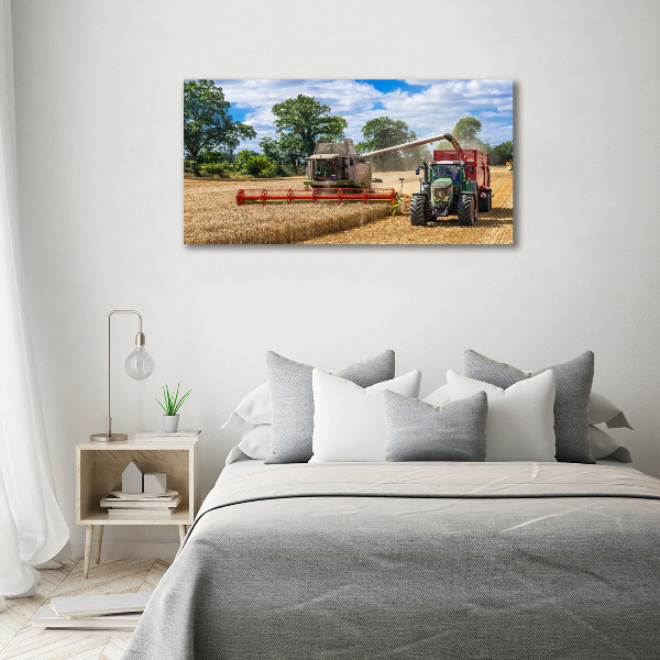 Acrylic print Harvester and tractor