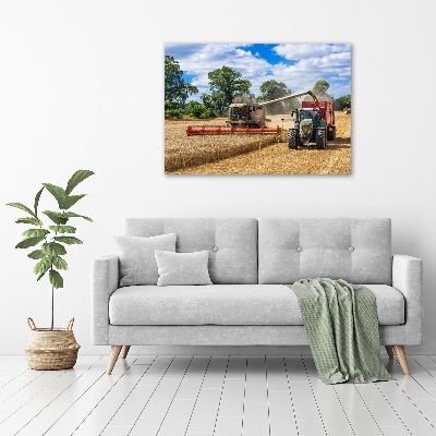 Acrylic print Harvester and tractor