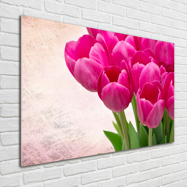 Acrylic wall art Pink tulips