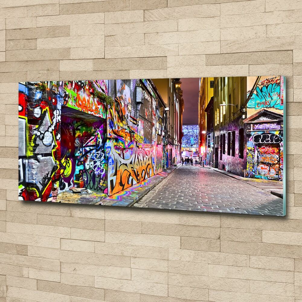 Glass acrylic wall art Colorful graffiti