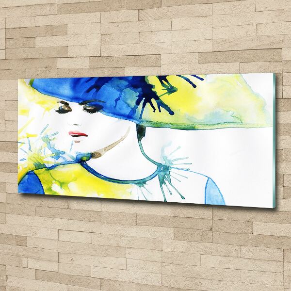 Acrylic wall picture A woman in a hat