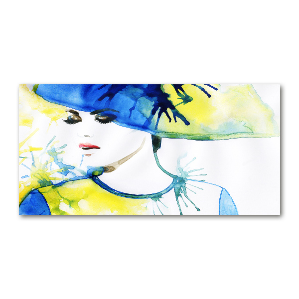 Acrylic wall picture A woman in a hat