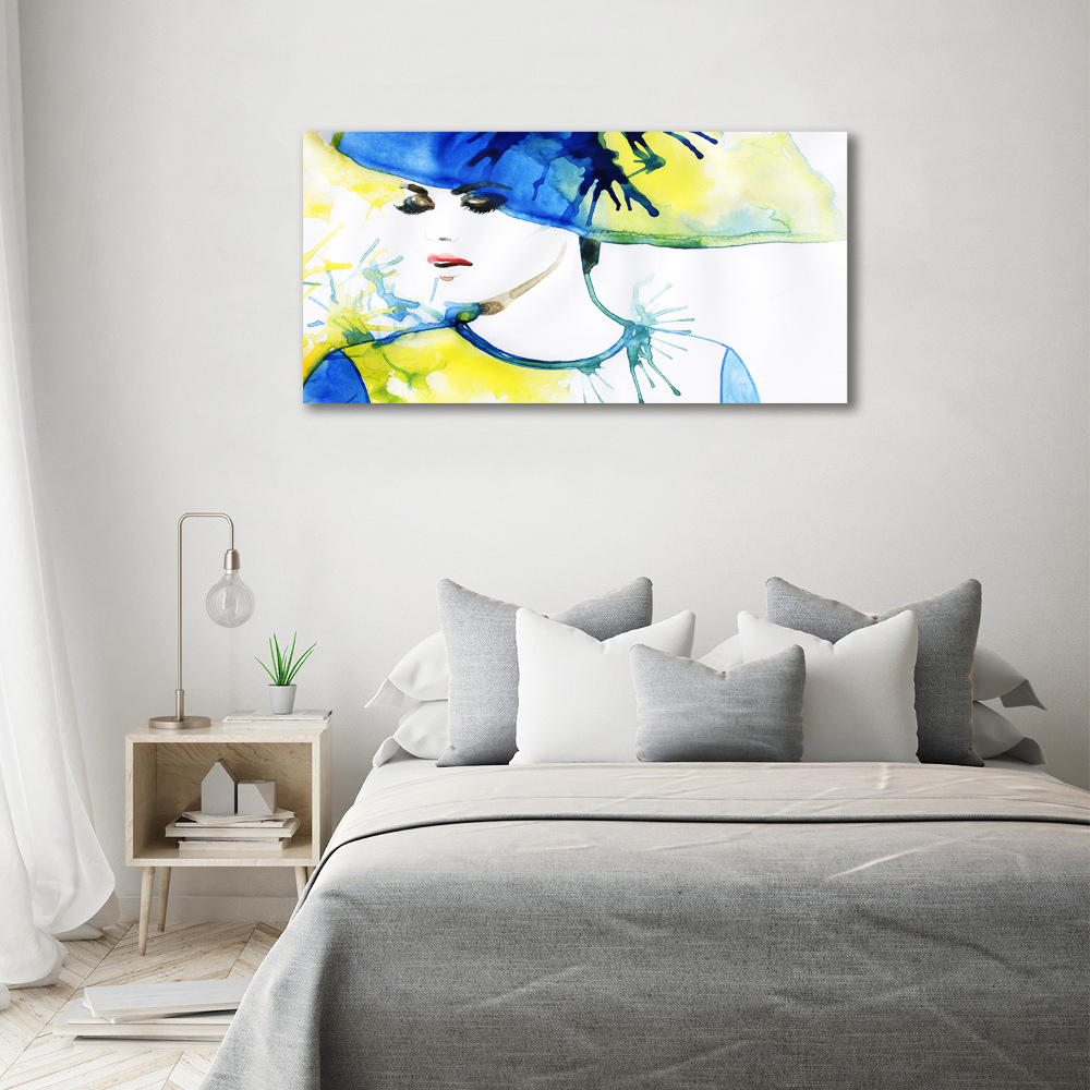 Acrylic wall picture A woman in a hat