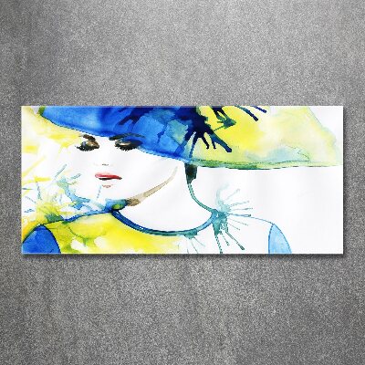 Acrylic wall picture A woman in a hat