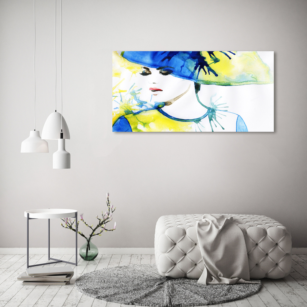 Acrylic wall picture A woman in a hat