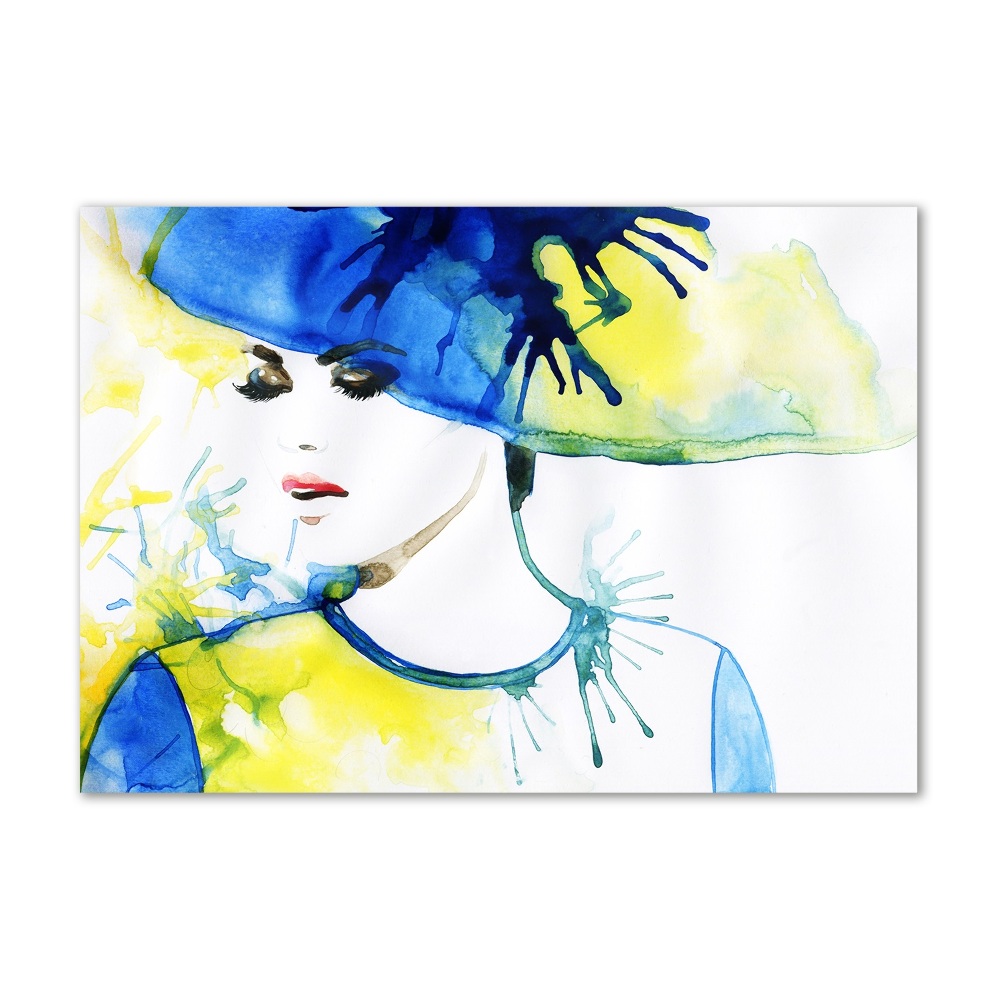 Acrylic wall picture A woman in a hat