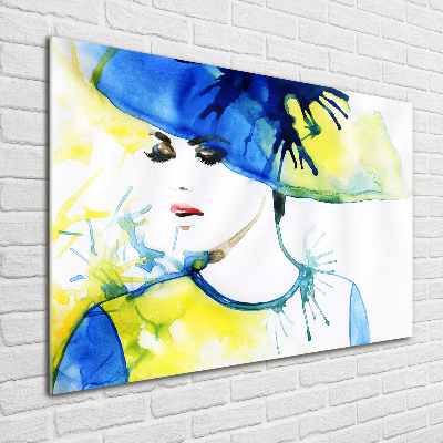 Acrylic wall picture A woman in a hat