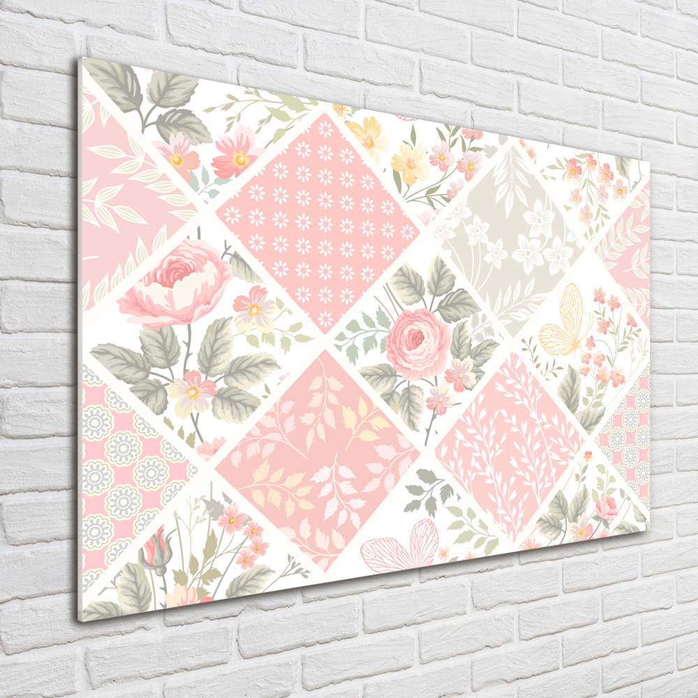 Print on acrylic Roses and butterflies pattern