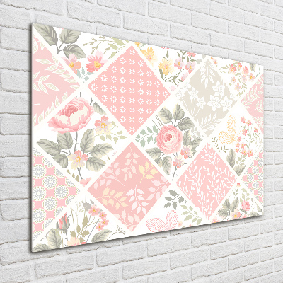 Print on acrylic Roses and butterflies pattern