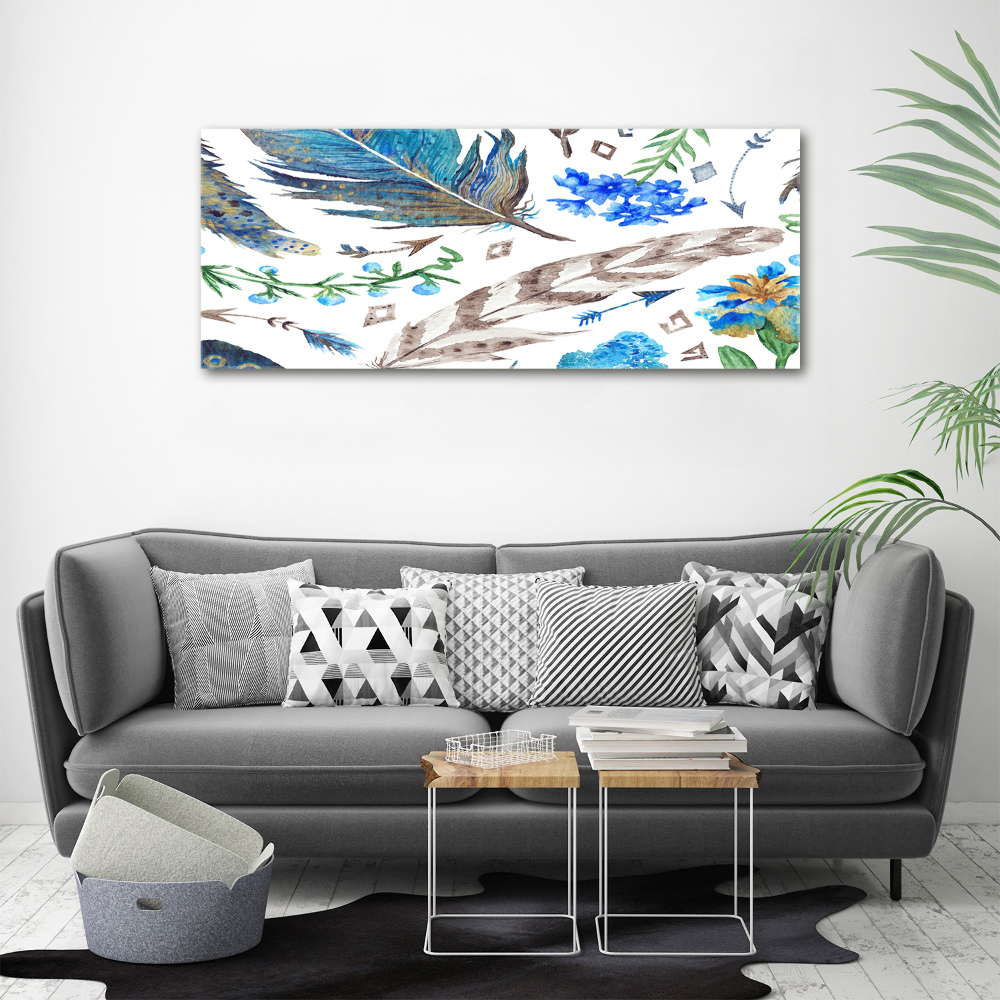 Print on acrylic Feathers and flowers