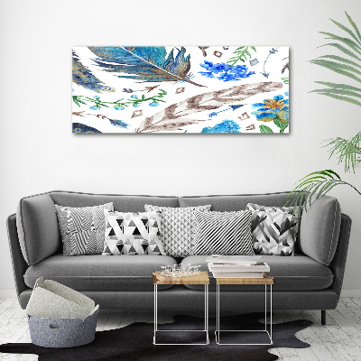 Print on acrylic Feathers and flowers