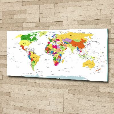 Glass acrylic wall art world map