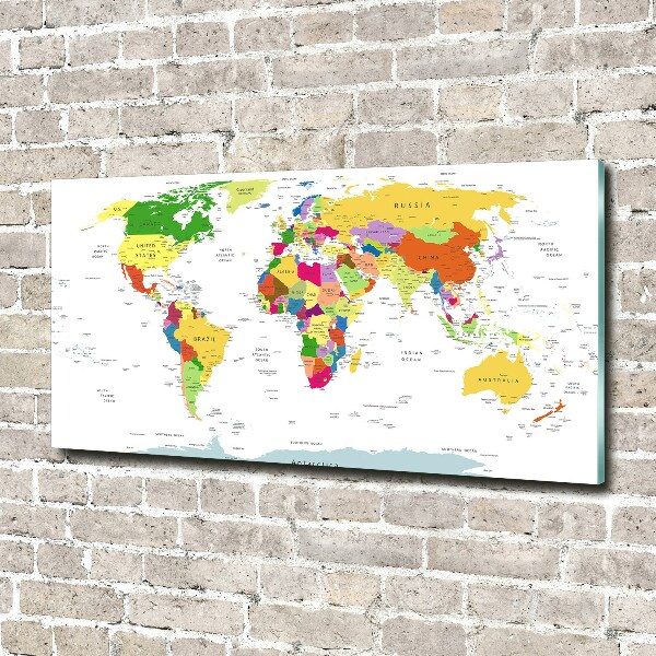 Glass acrylic wall art world map