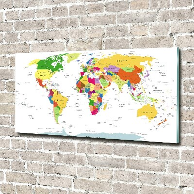 Glass acrylic wall art world map