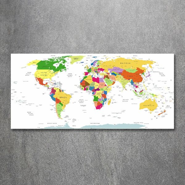 Glass acrylic wall art world map