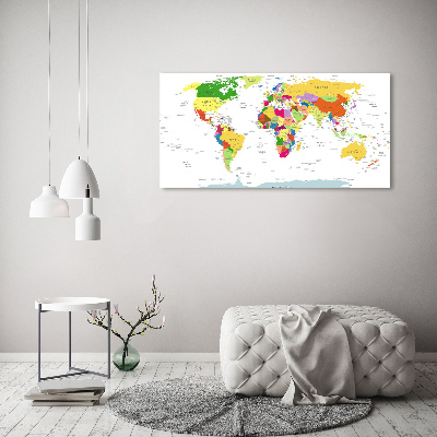 Glass acrylic wall art world map