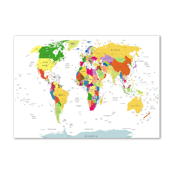 Glass acrylic wall art world map