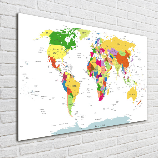 Glass acrylic wall art world map