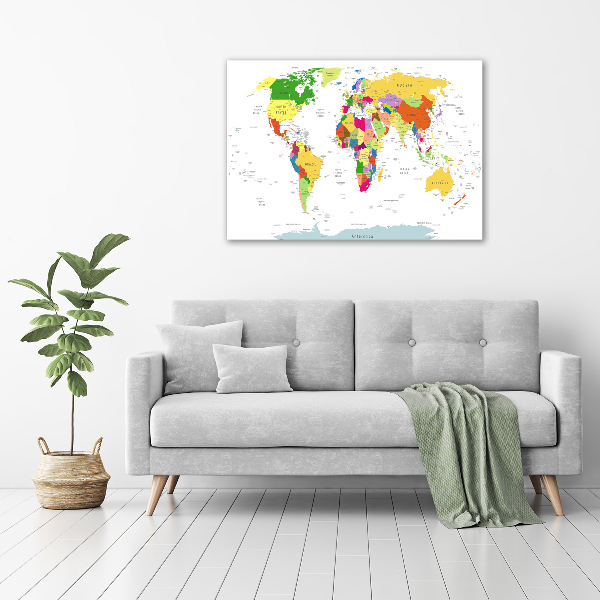 Glass acrylic wall art world map