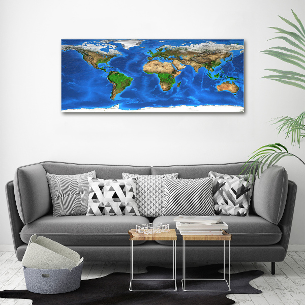 Glass acrylic wall art world map