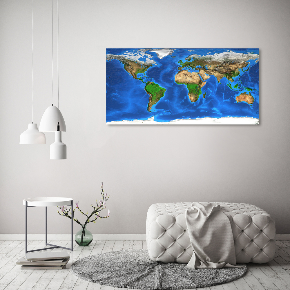 Glass acrylic wall art world map