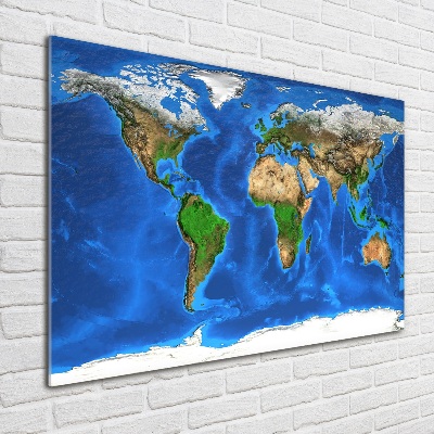 Glass acrylic wall art world map