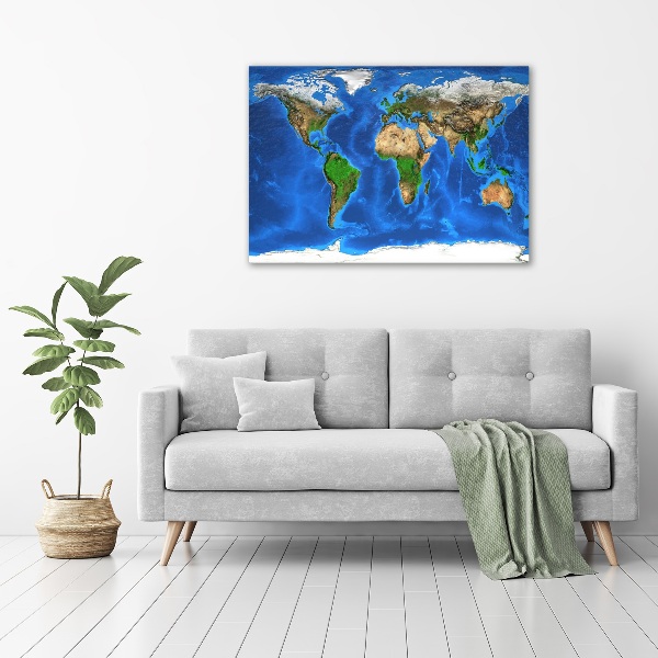 Glass acrylic wall art world map