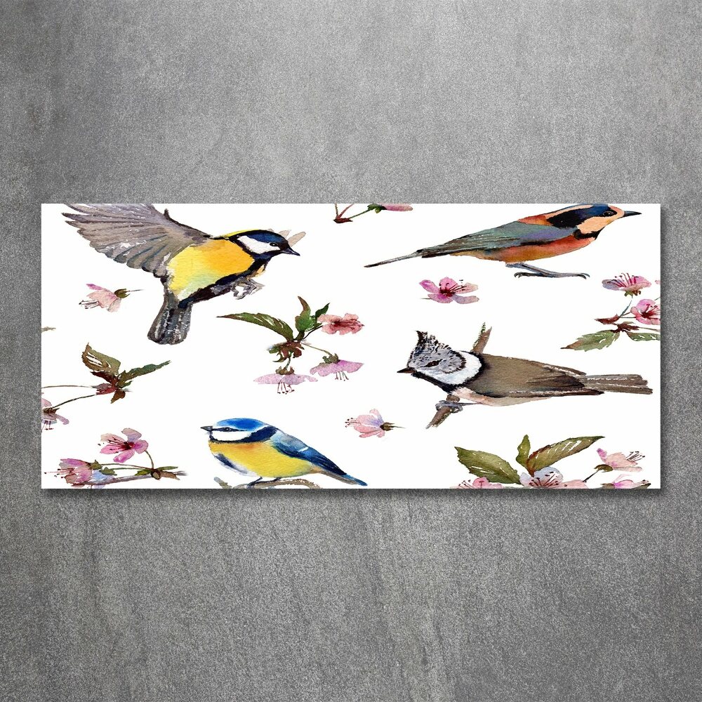 Wall art acrylic Birds cherry flowers