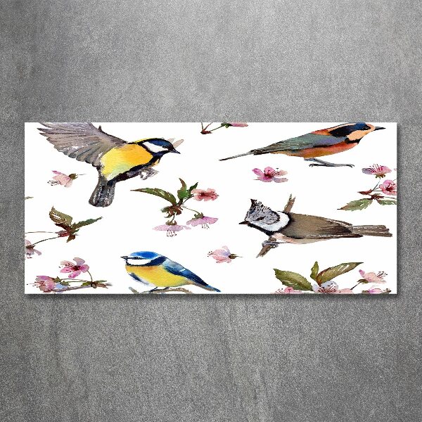 Wall art acrylic Birds cherry flowers