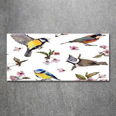 Wall art acrylic Birds cherry flowers