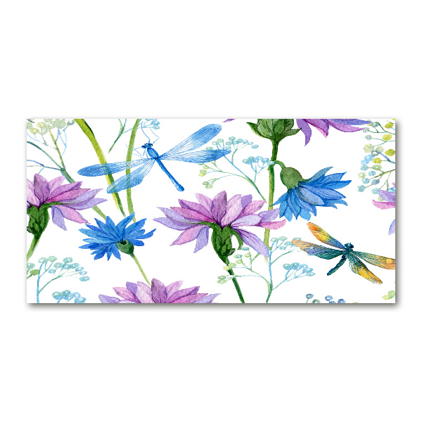 Acrylic wall art Flowers and dragonflies