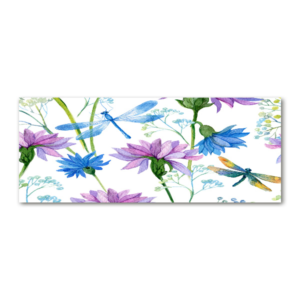 Acrylic wall art Flowers and dragonflies