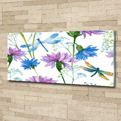 Acrylic wall art Flowers and dragonflies