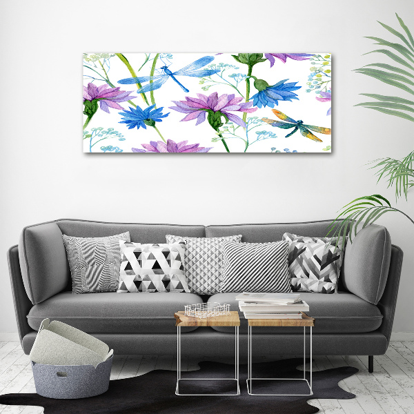 Acrylic wall art Flowers and dragonflies