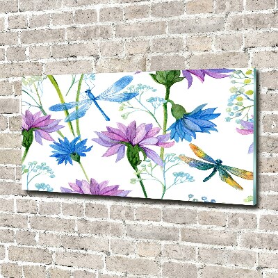 Acrylic wall art Flowers and dragonflies