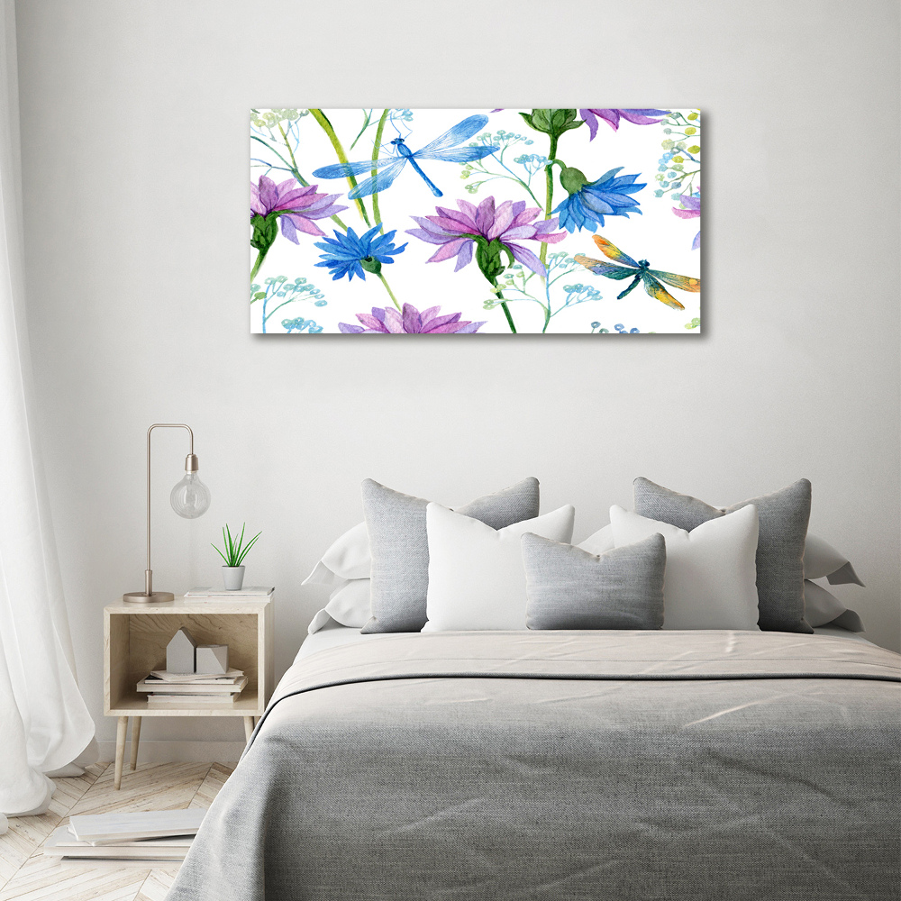 Acrylic wall art Flowers and dragonflies