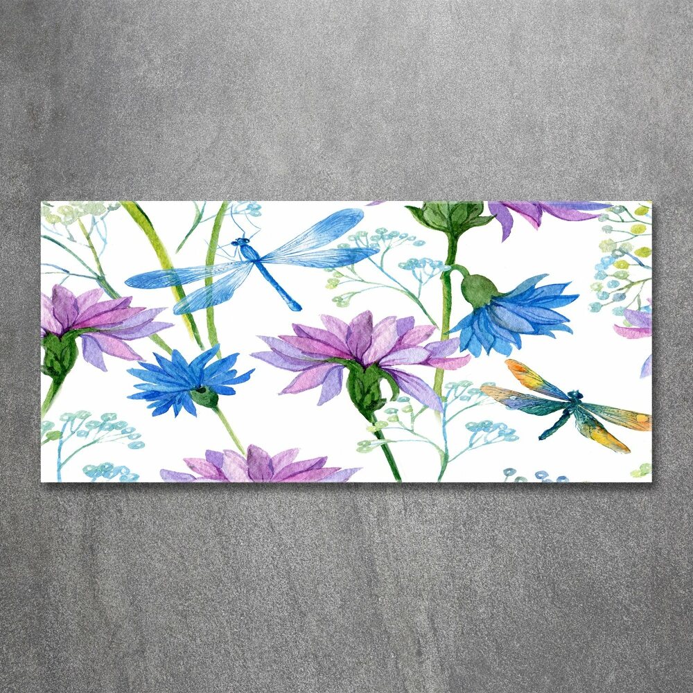 Acrylic wall art Flowers and dragonflies