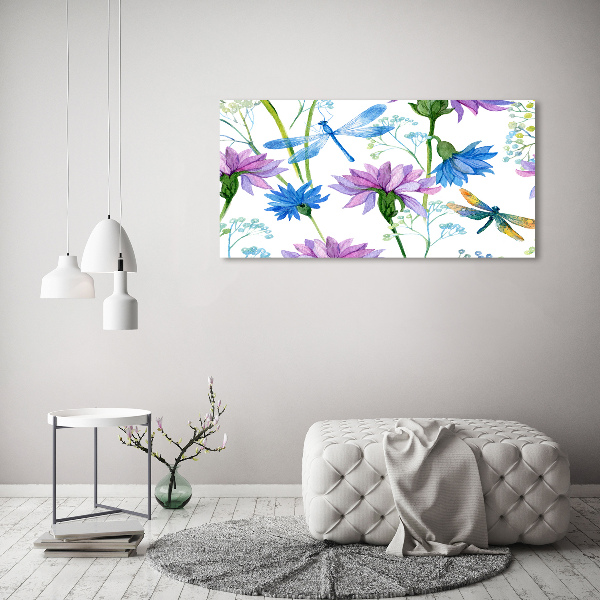 Acrylic wall art Flowers and dragonflies