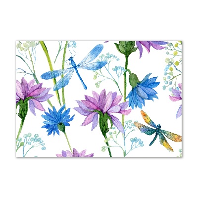 Acrylic wall art Flowers and dragonflies