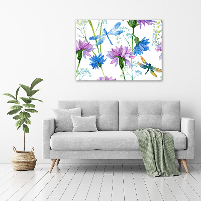 Acrylic wall art Flowers and dragonflies