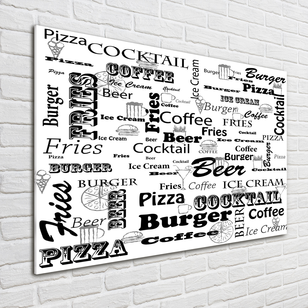 Glass acrylic wall art Menu in the restaurant