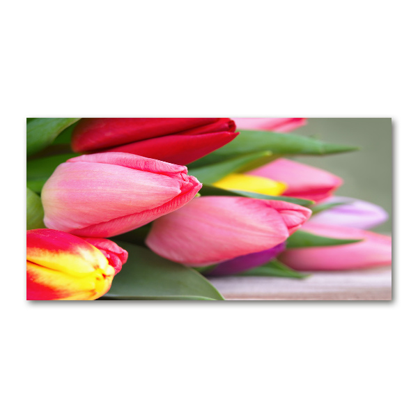 Wall art acrylic Colorful tulips