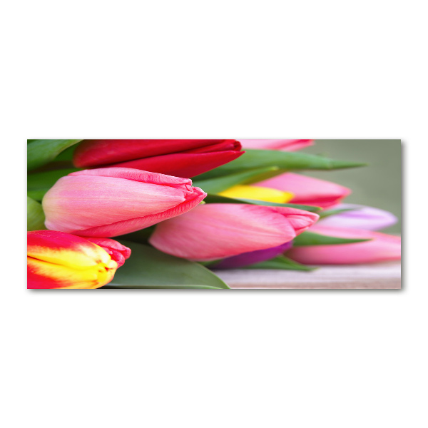 Wall art acrylic Colorful tulips