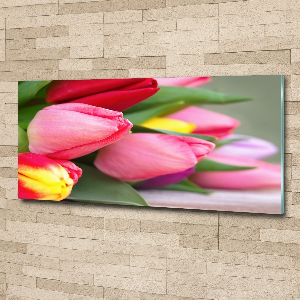 Wall art acrylic Colorful tulips