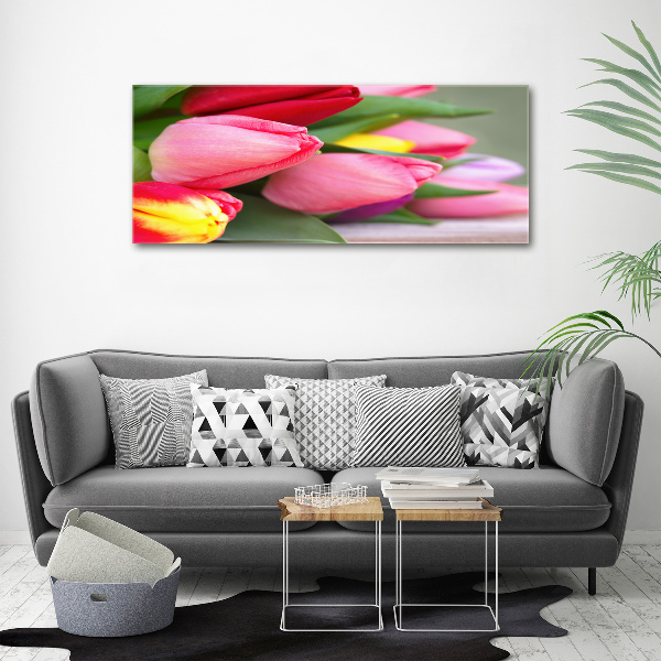 Wall art acrylic Colorful tulips