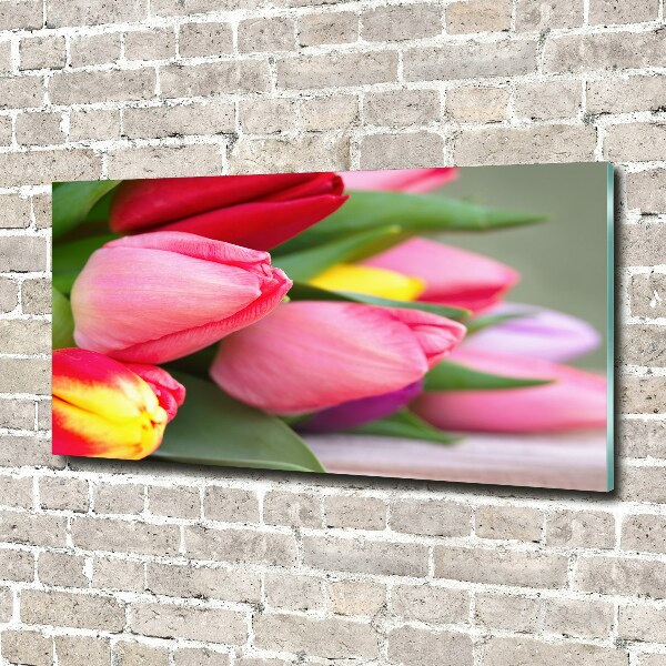 Wall art acrylic Colorful tulips