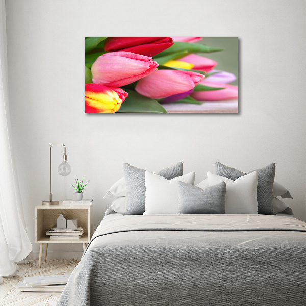 Wall art acrylic Colorful tulips