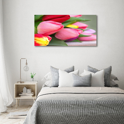 Wall art acrylic Colorful tulips