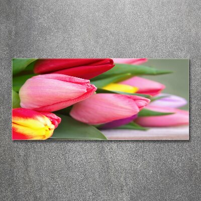 Wall art acrylic Colorful tulips