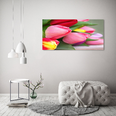 Wall art acrylic Colorful tulips